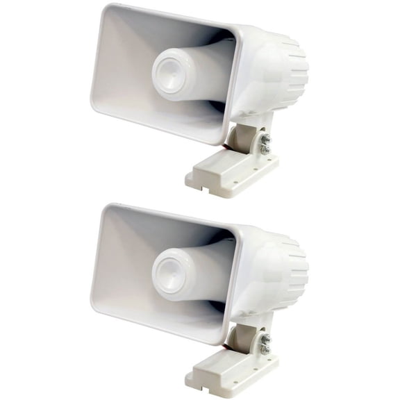 Pyle Pro 6" 50W 8 Ohms Indoor and Outdoor PA Horn Speaker, White (2 Pack)