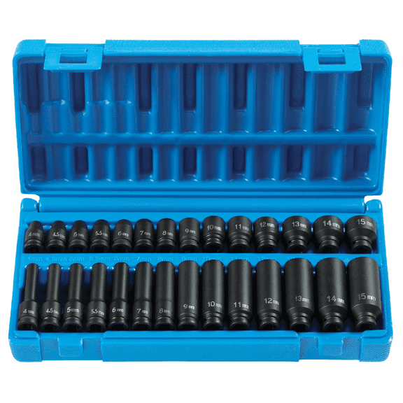 Grey Pneumatic 9728M Impact Socket Set Chrome Moly with Storage Case