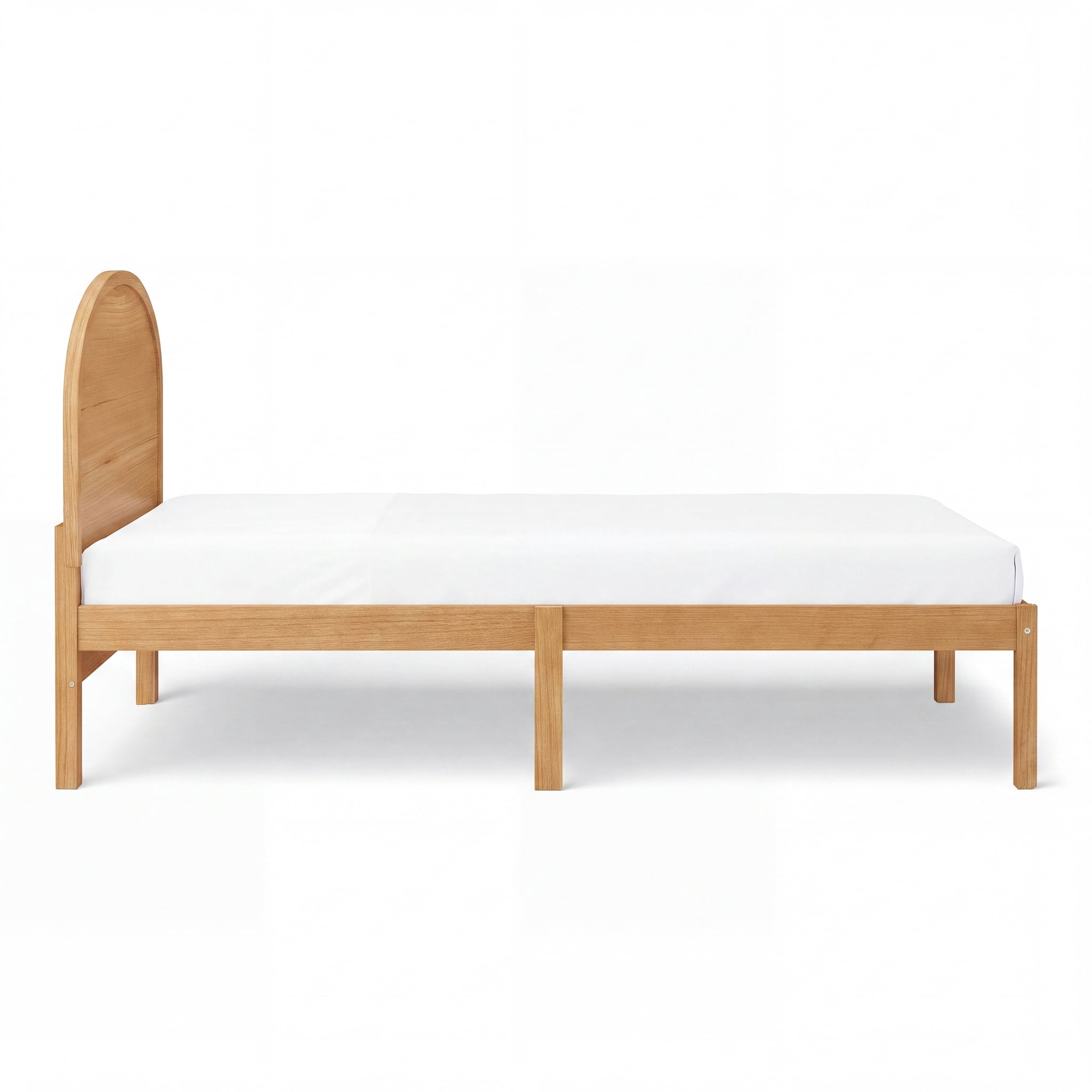 Mainstays Kids Twin Size Wood Platform Bed Frame, Natural Teak