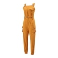 thumbnail image 4 of Women's Dungarees Sleeveless Cargo Overalls Straps Belted Jumpsuits Beam Foot Stretch Bib Pants with Pockets, 4 of 6
