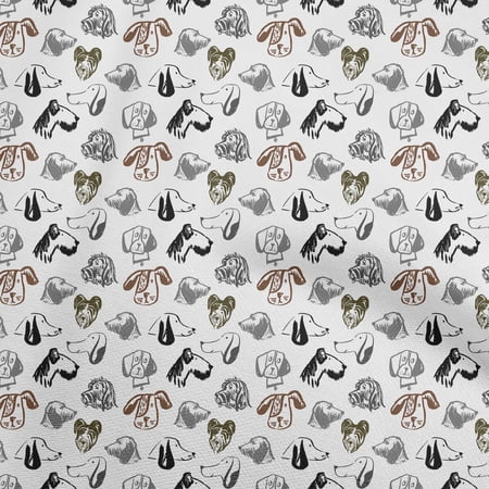 oneOone Cotton Silk White Fabric Floral & Puppies Diy Clothing Quilting Fabric Print Fabric By Yard 42 Inch Wide