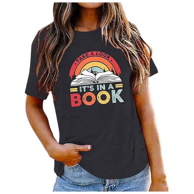 Hauts pour Femmes Imprimé Confortable et à la Mode Haut Coloré Manches Courtes T-Shirts pour Femmes Noir TTTG