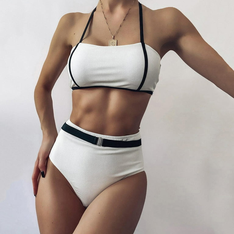 Bigersell Seamless Bikini Sets For Women Women high waist solid