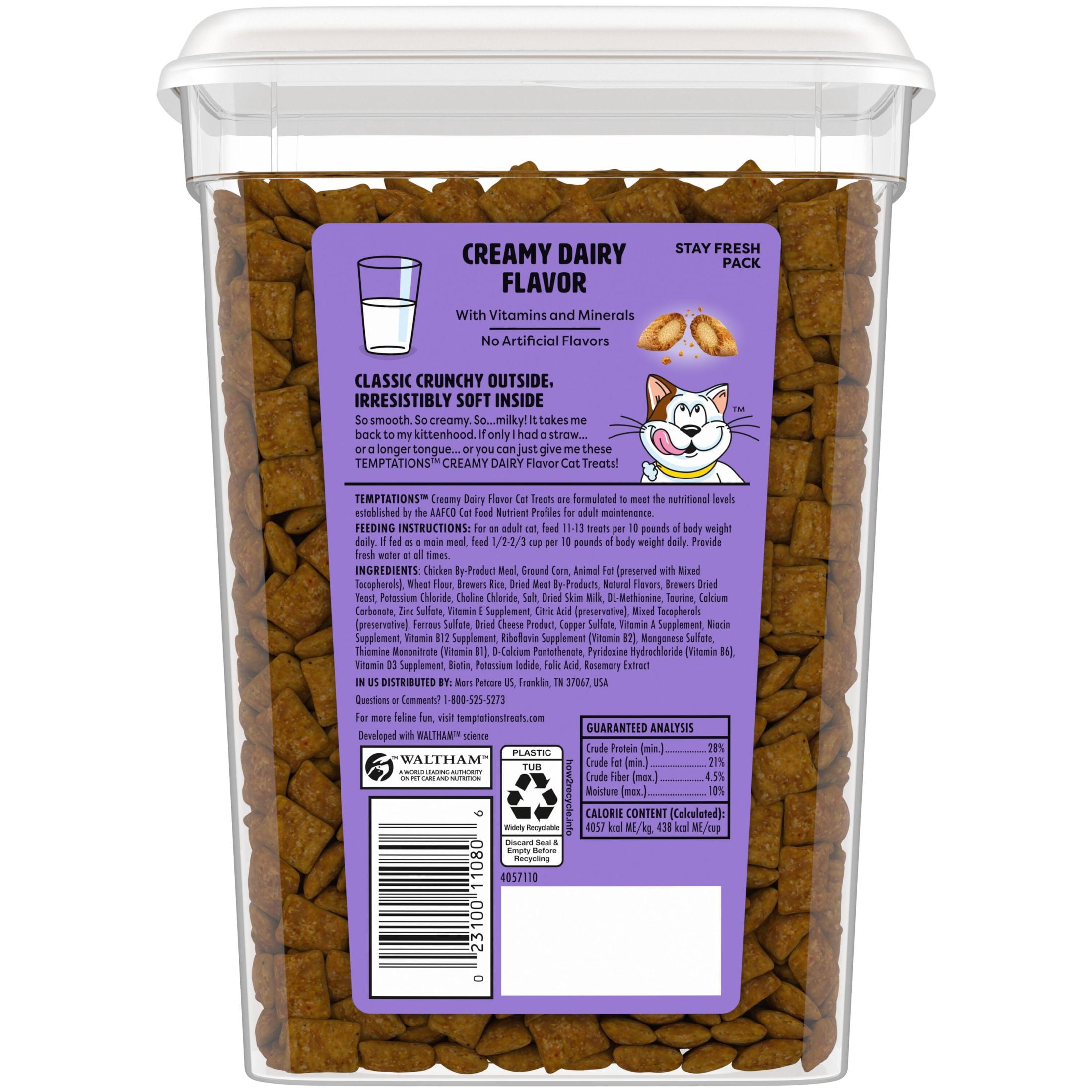 (4 pack) Temptations Classic Creamy Dairy Flavor Crunchy And Soft Treats For Cats, 16 Oz Tub