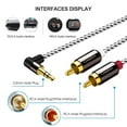 thumbnail image 3 of CableCreation 3.5mm to RCA Cable 6ft, Male 2 RCA to 3.5mm Adapter, 3.5MM Aux Stereo to Dual RCA Audio Y-Splitter Adapter,Angle 3.5mm 2RCA Plugs for Cellphone, MP3, Amplifier, Speakers, Home Theater, T, 3 of 6