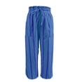 thumbnail image 6 of Arlun Striped Linen Pants for Women Summer Baggy Wide Leg Pant Drawstring High Waist Casual Stripes Color-Block Trousers Soft Lightweight Flowy Beach Resort Trouser with Pockets 1-Blue XXXL, 6 of 7