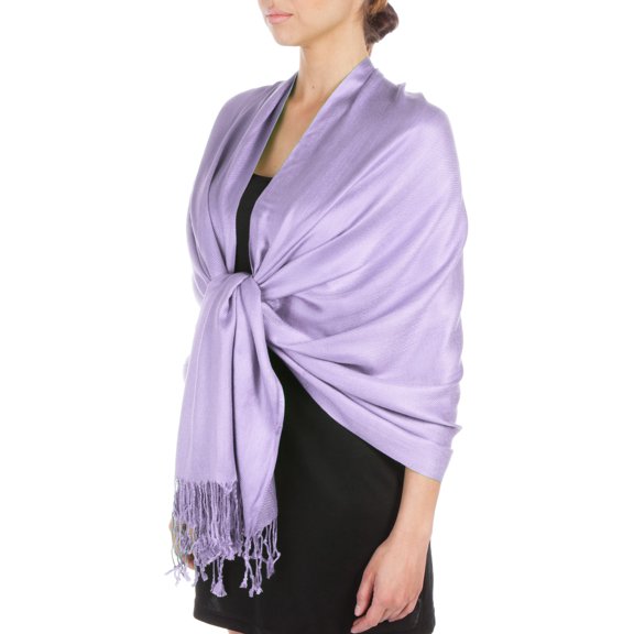 Sakkas Large Soft Silky Pashmina Shawl Wrap Scarf Stole in Solid Colors - Lavender - One Size