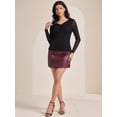 thumbnail image 2 of DARING DIVA Women's Semi Sheer Long Sleeve Ruched V Neck Sequin Panel Top XL Black, 2 of 6