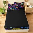 thumbnail image 4 of Manfei Tribal Lizard Zipper Queen Comforter Set with Fitted Sheet and 2 Pillowcases, Damask Flower Animal Zipper Bedding Set, Dark Purple Burgundy, Black Reversible, 4 Pieces, 4 of 7