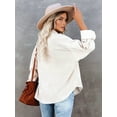 thumbnail image 6 of Womens Corduroy Button Down Shirts Boyfriend Long Sleeve Oversized Blouses Tops White M, 6 of 7