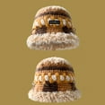 thumbnail image 5 of Xfvqtps Cloche Bucket Hat for Womens Knit Crochet Furry Ring Buckle Colorful Foldable Fashion Thickened Windproof Coldproof Warm Outdoor Winter Fisherman Hat Beige, 5 of 5