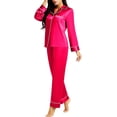 thumbnail image 1 of Womens Silk Satin Pajamas Set Sleepwear Loungewear,Red, 1 of 5