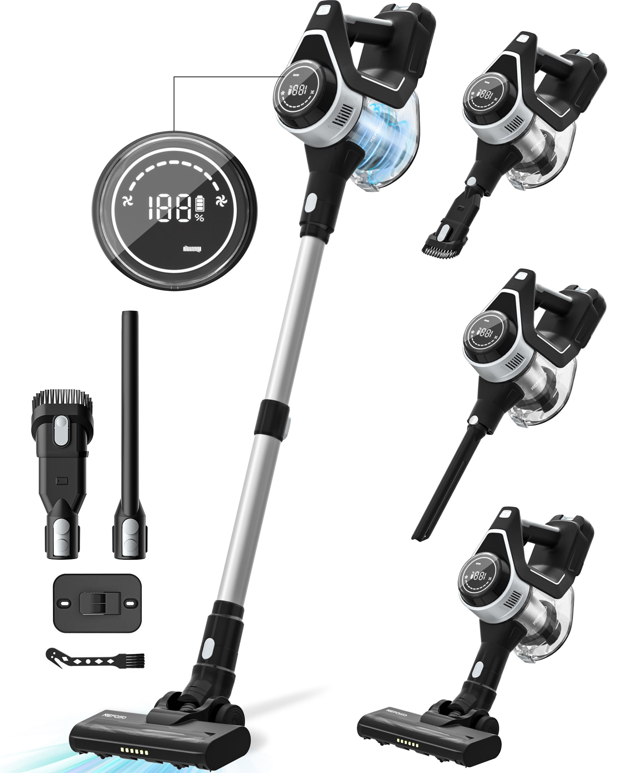 GeeMo 17Kpa Cord Stick Vacuum Cleaner with Adjustable Brush Head, 1.2L Large Dust Cup, Deep Cleaning for Hard Floor, Carpet - Walmart.com GeeMo 17Kpa Cord Stick Vacuum Cleaner with Adjustable Brush Head, 1.2L Large Dust Cup, Deep Cleaning for Hard Floor, Carpet - Walmart.com