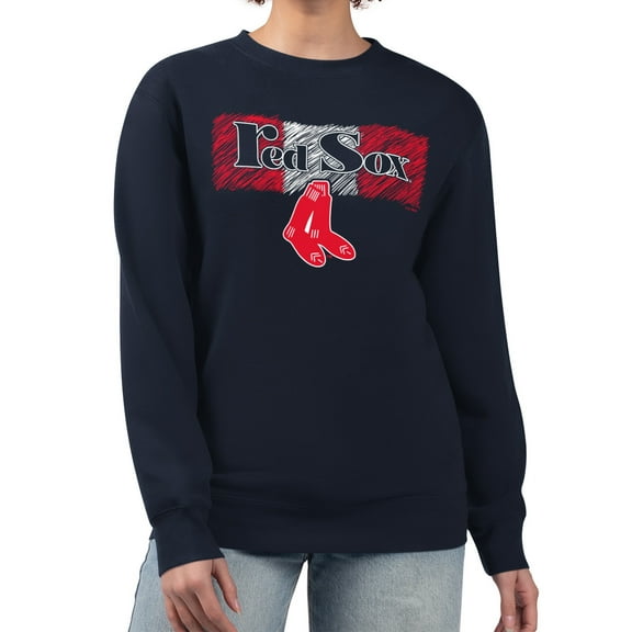 Women's Starter Navy Boston Red Sox Team Color Shading Fleece Pullover Sweatshirt