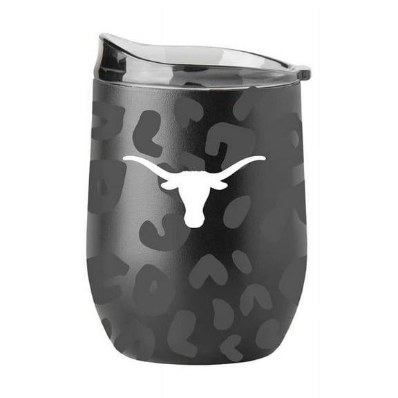 Logo Chair 218-S16PB-BLK-33 16 oz NCAA Texas Leopard Black Powdercoat Curved Beverage