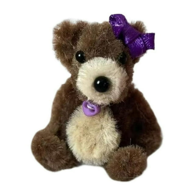 Mini Ours Poupée Col Nœud Chapeau Rouge Modèle Animal Adorable Décoration Miniature Accessoires Peluche Jouet Maison de Poupée Peluche Fête