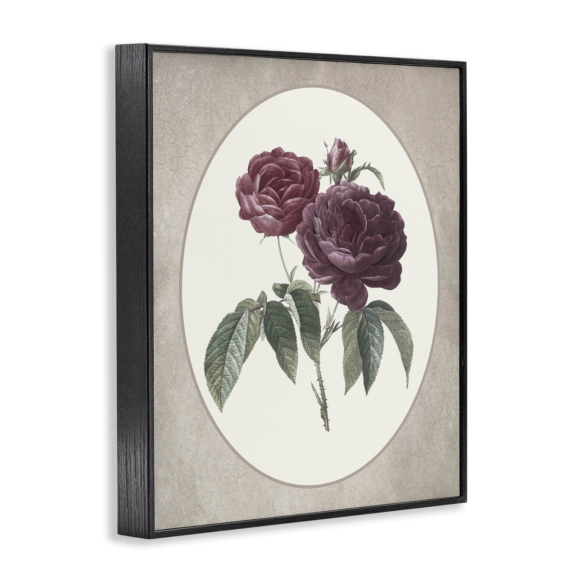 Vintage Blooms within Oval Black Framed Giclee Art, design by Lettered and Lined