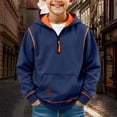 thumbnail image 2 of Boys Hoodies Youth Long Sleeve Athletic Sweatshirt Kids Quarter Zip Hooded Pullover Fall Winter Casual Warm Tops With Pocket, 2 of 6