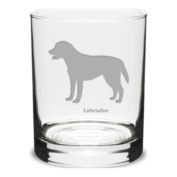 Labrador Deep Etched 14 oz Classic Double Old Fashion Glass