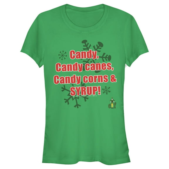 Junior's Elf Main Food Groups Graphic Tee Kelly Green Large