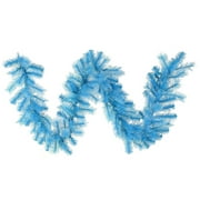 Angle View: 9' x 16" Pre-Lit Sky Blue Cashmere Artificial Christmas Garland - Clear Lights