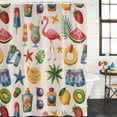 thumbnail image 2 of Flamingo Bathroom Shower Curtains with 12 Hooks Polyester Waterproof Shower Curtain for Stalls and Bathtubs Tropical Coconut Leaf Watermelon Lemon Starfish Decorative Bathroom Curtain 36x72 Inches, 2 of 9