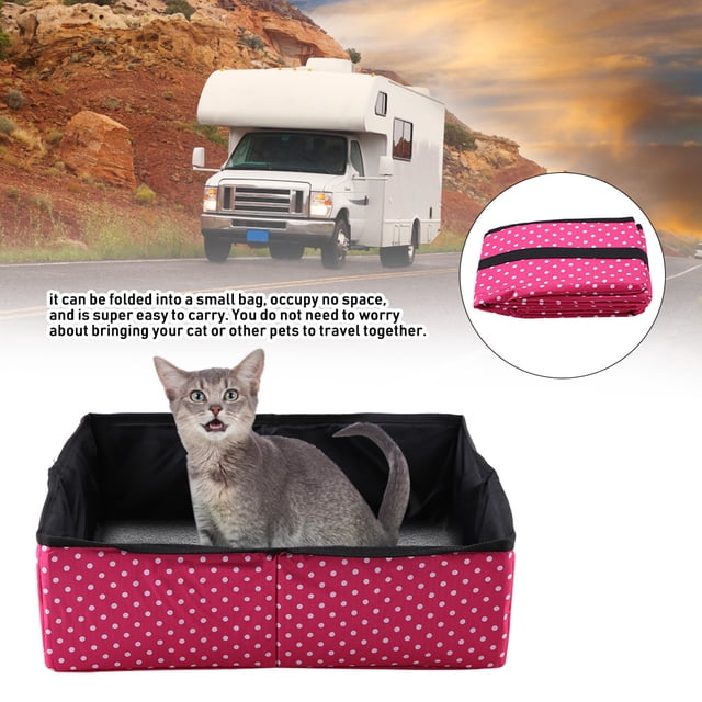 Caja de arena plegable para gatos Bandeja de arena para mascotas Impermeable al aire libre plegable para viajes(rojo)