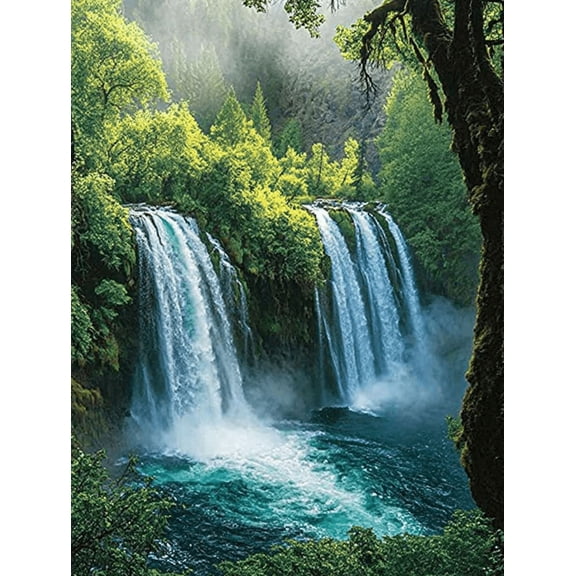 Serene Waterfall Canvas Print/Wall Art，Suitable for Living Room，Bathroom，Office，Hotel Decoration