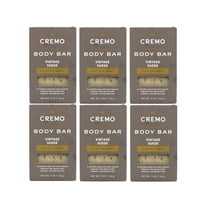 6 Pack - Cremo Vintage Suede Exfoliating Body Bar for Men, Multi-Layered Fragrance, Cleanses and Hydrates Skin, Smooth & Amber, 5 OZ