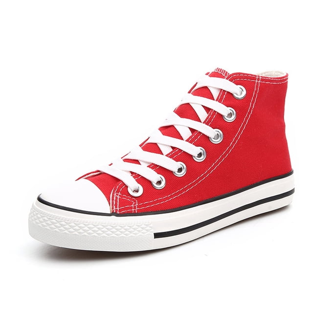 YOYO Espadrilles Classiques Décontractées en Toile pour Hommes/femmes à Lacets, Montantes Rouges (US 7/EU 39)