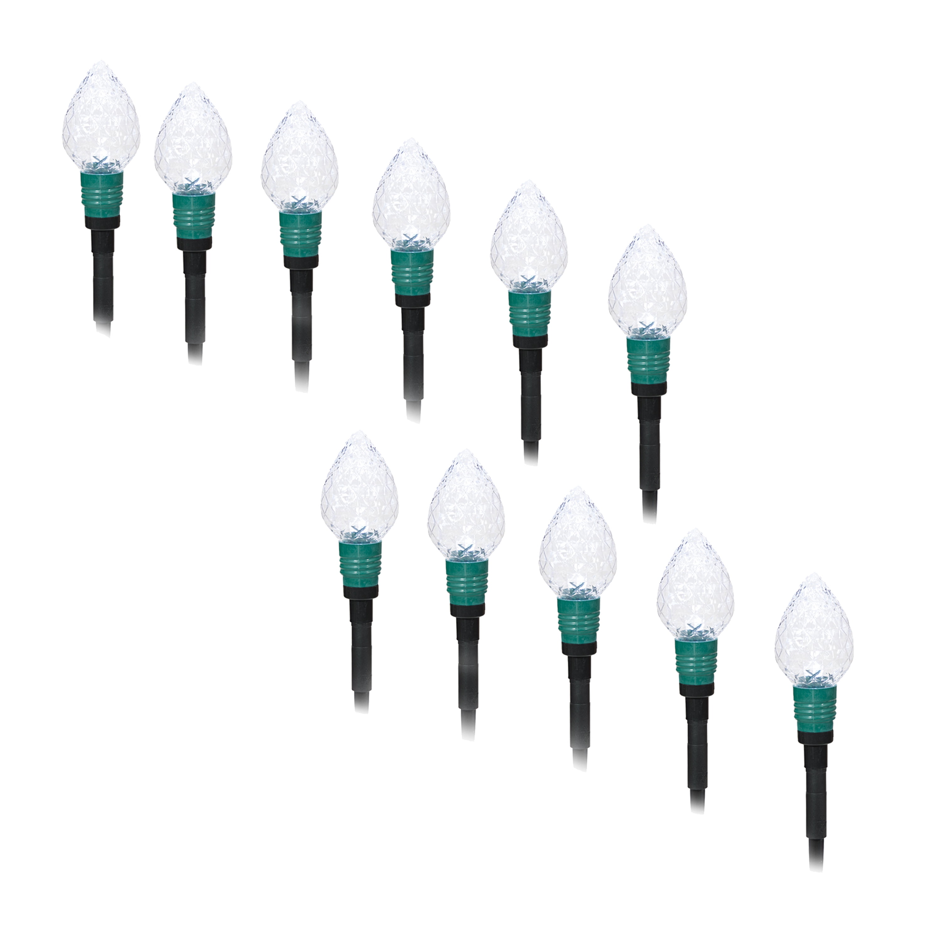 Holiday Time Set of 10 Jumbo DiamondCut C7 Christmas Yard Stakes, with