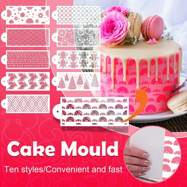 TIMIFIS Cake Pop Mold Kitchen Essentials 10PCS Cake Lace Decoration Stencil Spray Pattern Tools DIY Mould Flower Wall Kitchen GadgetsFall s