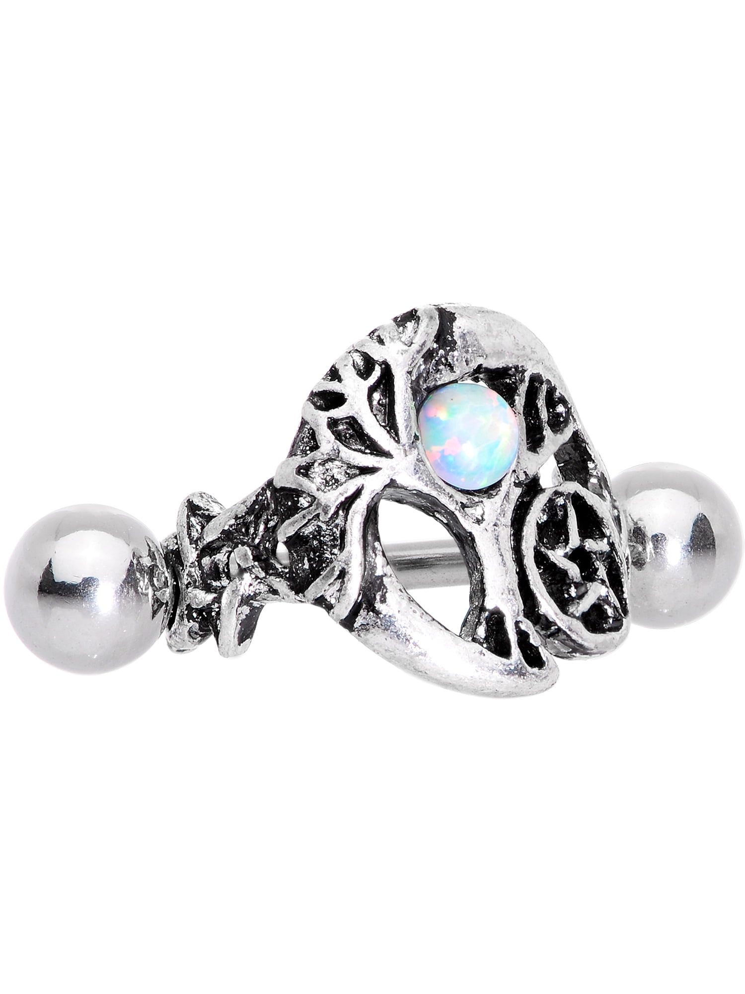 Body Candy 16G Steel Helix Cartilage Cuff Earring Helix White Synthetic