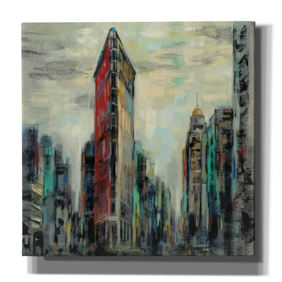 Epic Graffiti 'Manhattan Flatiron Building' by Silvia Vassileva, Canvas Wall Art, 18"x18"