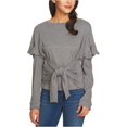 thumbnail image 2 of 1.STATE Camiseta básica con lazo en la parte delantera para mujer, gris, pequeña 1.STATE Camiseta básica, 2 of 2