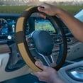 thumbnail image 2 of Deluxe Full Grain Authentic Leather Steering Wheel Cover Fits 14.5" - 15.5", 2 of 5