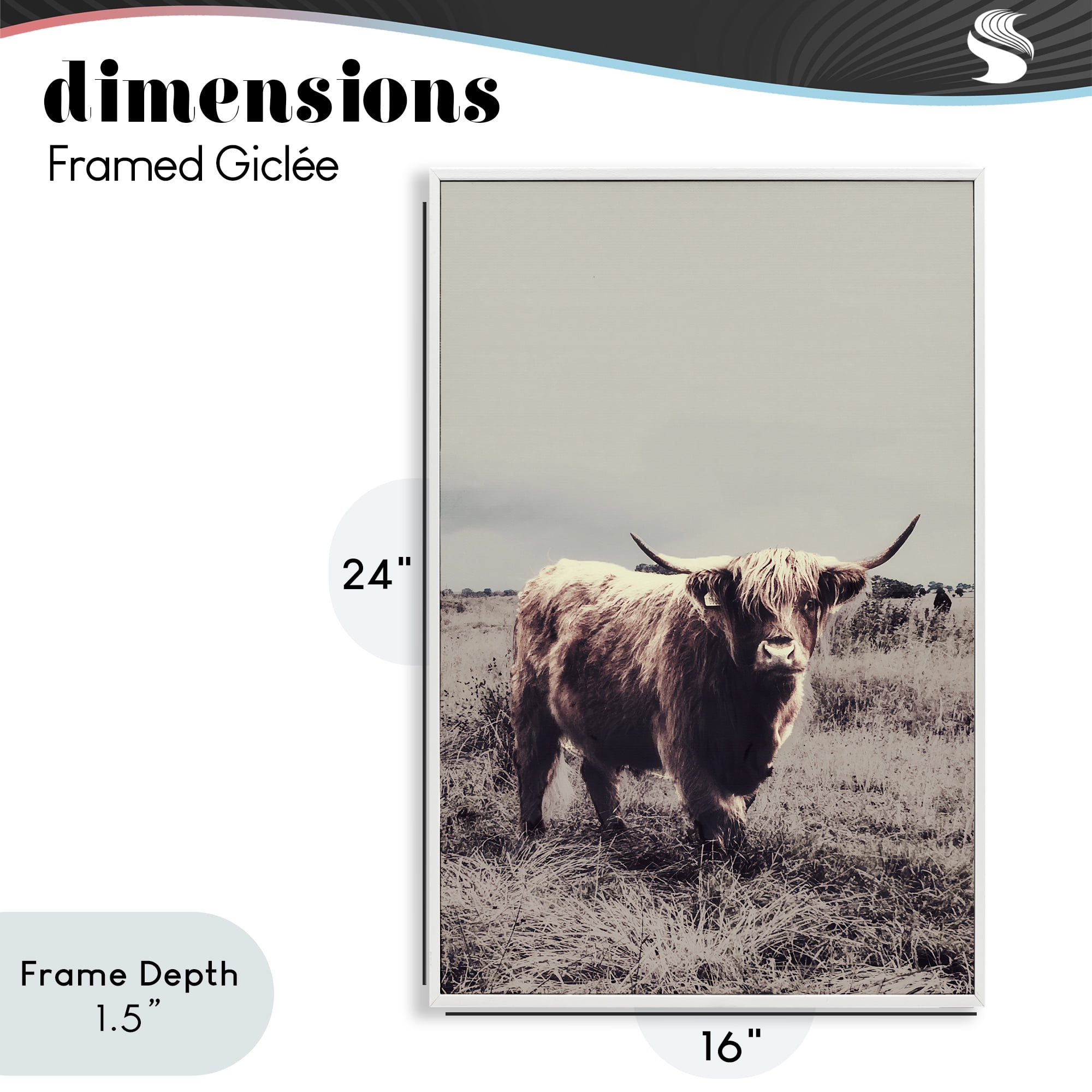 Stupell Industries Horned Cattle in Pasture White Framed Giclee Art, design by SD Graphics Studio
