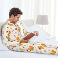 thumbnail image 6 of Susaid Squirrel Maple Leaves And Nuts Print Men's Long Sleeve Pajama Set, Two-Piece Button-Down Loungewear PJs Set, Comfortable Sleepwear for Relaxation-X-Large, 6 of 7