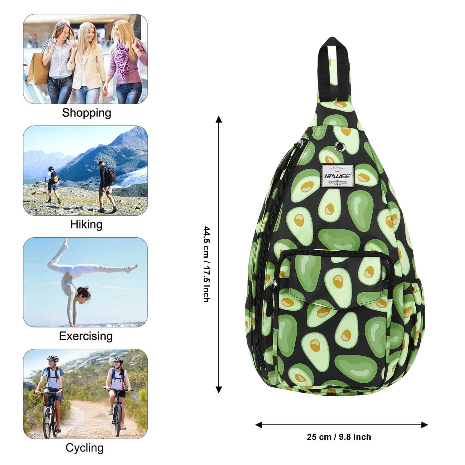 HAWEE Crossbody Sling Bag for Women One Shoulder Backpack for Hiking, Avocado