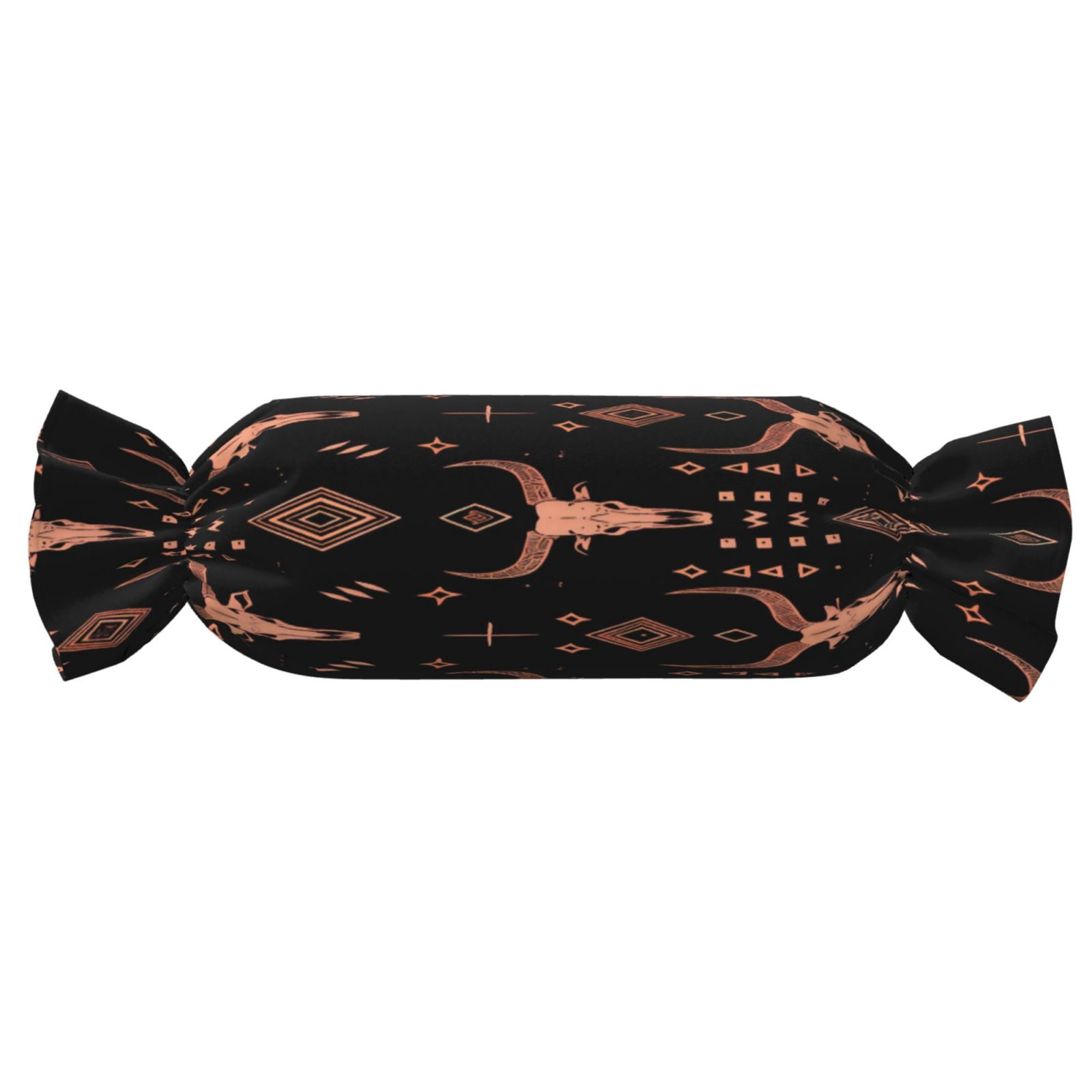 Candy Throw Pillow Travel Cervical Pillow Cylindrical Neck Body Cushion With Insert For Bed Couch Home Decor 9.8x24.4in Art African Tribal Motifs Water Buffalo Skulls
