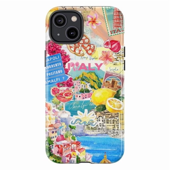 Amalfi Coast Travel Collage Phone Case, Italy Vacation Aesthetic iPhone Cover, Unique Artistic Protective Case for iPhone 17 16 15 14 13 12 11 Pro Max Plus Mini