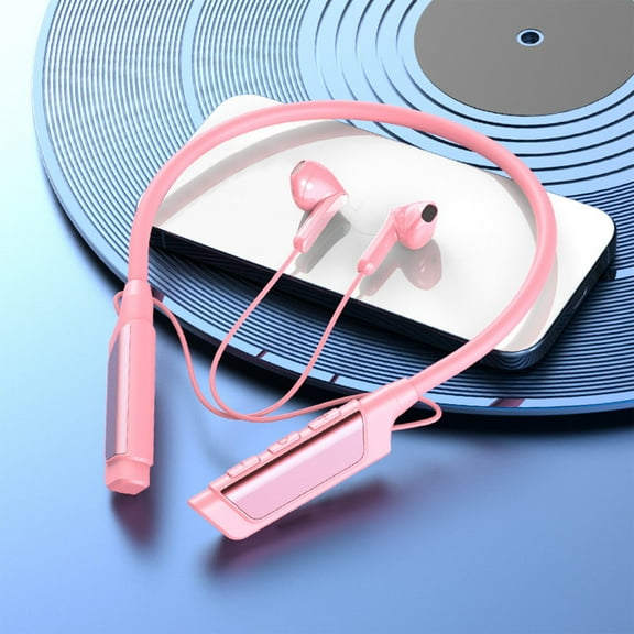 2025 New Earphones Neck Mounted Bluetooth Headphones Wireless Fitness Running Sports Music Earbuds With Long Battery Life And Intelligent Noise Reduction Supports T-Flash Playing - Pink