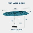 thumbnail image 3 of 13ft Patio Umbrella with Base,Double Sided Outdoor Large Rectangular Patio Umbrella with Crank Handle, for Lawn Garden,Home,Outdoor Activities, 3 of 8