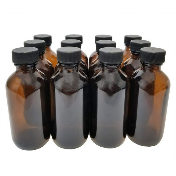 GSC International 408-2-DZ Amber Glass Bottle with Cap, 2oz, 20/400 Neck, Pack of 12