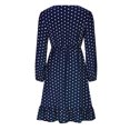 thumbnail image 4 of Usmixi Dresses for Women 2023 Fall Fashion Elastic Waist Loose Flowy Ruffle Swing A Line Midi Dresses Polka Dot Print Long Sleeve V-Neck Knee-Length Formal Dresses for Women Blue m, 4 of 7