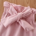 thumbnail image 6 of Xyant Toddler Baby Girl Summer Clothes Short Sleeve Lace Hollow Tunic Top Dress Bow Pants Headband 3Pcs Set Infant Spring Outfits (Pink,12-18 Months), 6 of 7
