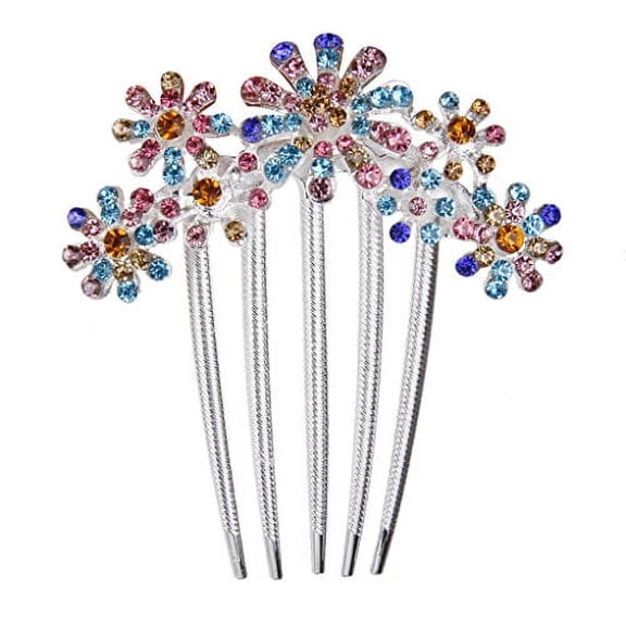 FOMIYES Bridal Accessories Crystal Hair Clips for Women with Rhinestone Flower in Purple 1Pcs