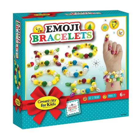 Creativity for Kids Holiday Emoji Bracelets - Child, Beginner Craft Kit for Boys and Girls