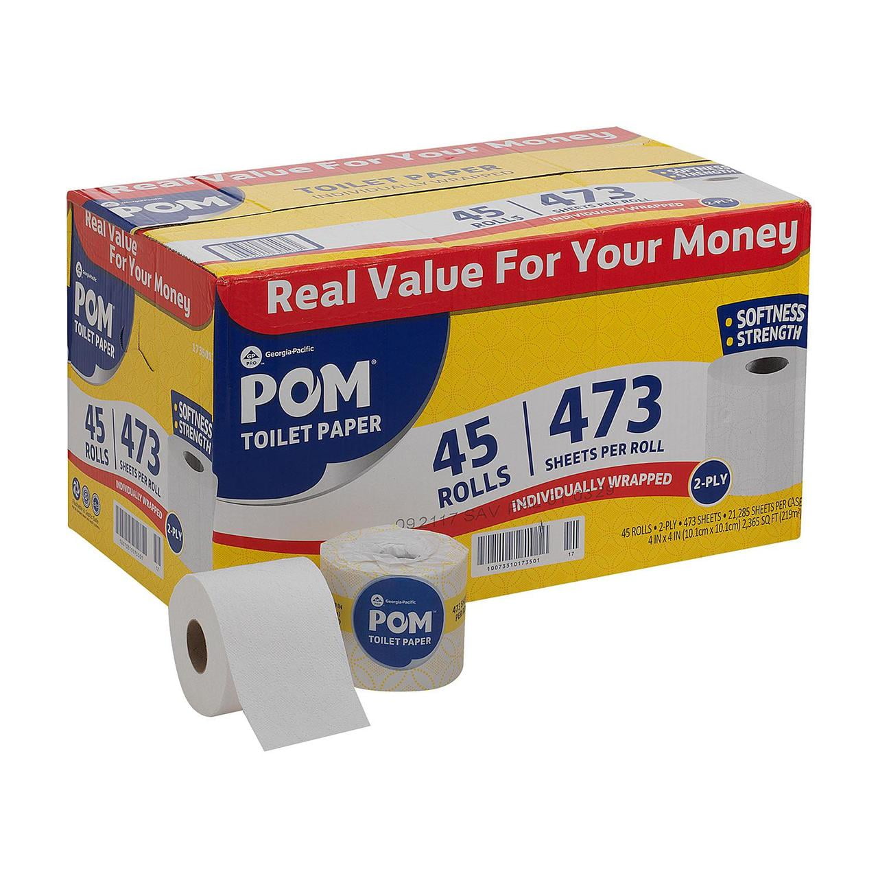 Pom Embossed 2 Ply Toilet Paper By Georgia Pacific White 473 Sheets 45 Rolls Walmart Com Walmart Com