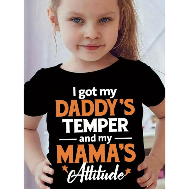 MILKYSHIP T-shirts à Col Rond pour Filles, Manches Courtes, Imprimé "I Got My Daddy's Temper", pour Printemps et Été, comme Cadeaux pour Filles